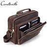 CONTACT'S Crazy Horse Leather Men Messenger Bag Vintage Man Crossbody Bag Handbags Large Capacity Male Shoulder Bags Tote Bags