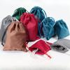 1pcst Vintage Velvet Drawstring Cosmetic Bag Solid Color Red Christmas Gift Bags Wedding Jewelry Packaging Pouches