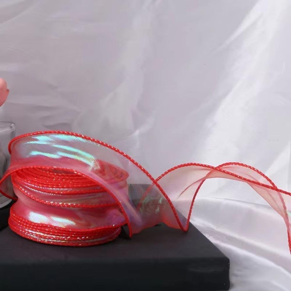 40MM Reflective Iridescent Wavy Edge Ribbon Gradient/Pleats/Magic/Gold Edge DIY Decor