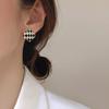 Серьги-иглы из серебра 925 пробы с черным и белым геометрическим узором в виде квадратной шахматной доски для женщин – элегантный, высококлассный дизайн