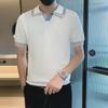 2024 Летняя высококачественная рубашка-поло из шелка Ice Silk контрастного цвета с V-образным вырезом