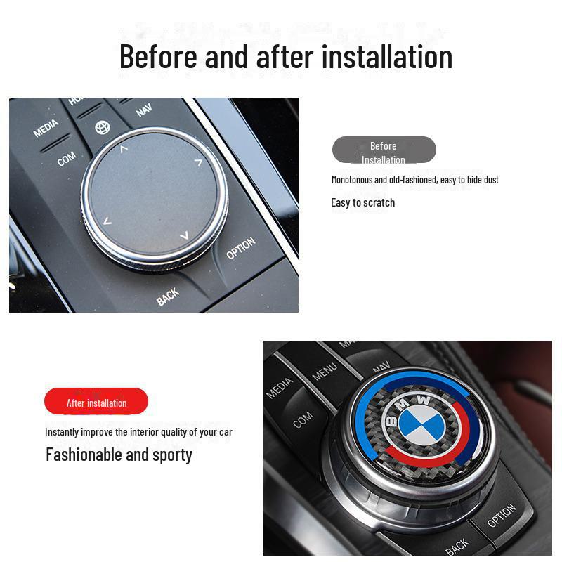 Наклейки на ручку мультимедиа из углеродного волокна для BMW 1-7 серии X3-X7