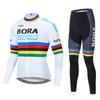 Mens Long Sleeve Cycling Jersey Bib Shorts Set Quick Dry Road Bike Apparel Team Edition