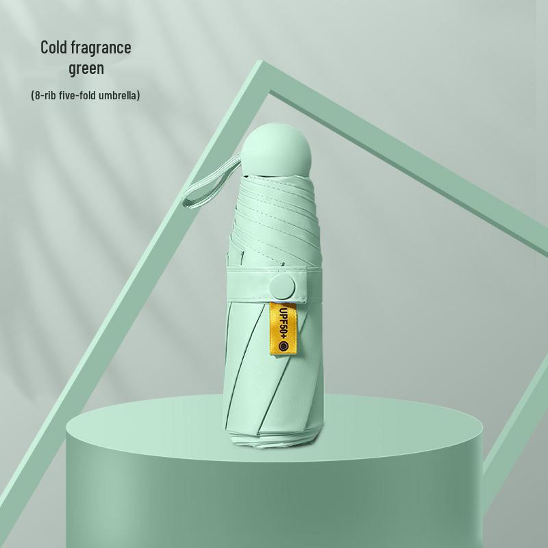 Компактный складной зонт с защитой от УФ-лучей и черной подкладкой