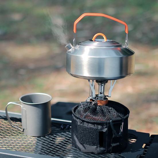 1L Camping Coffee Pot Kettle with Silicone Handle Compact Size Portable Polished Surface Easy To Clean Camping Pot Water Kettle