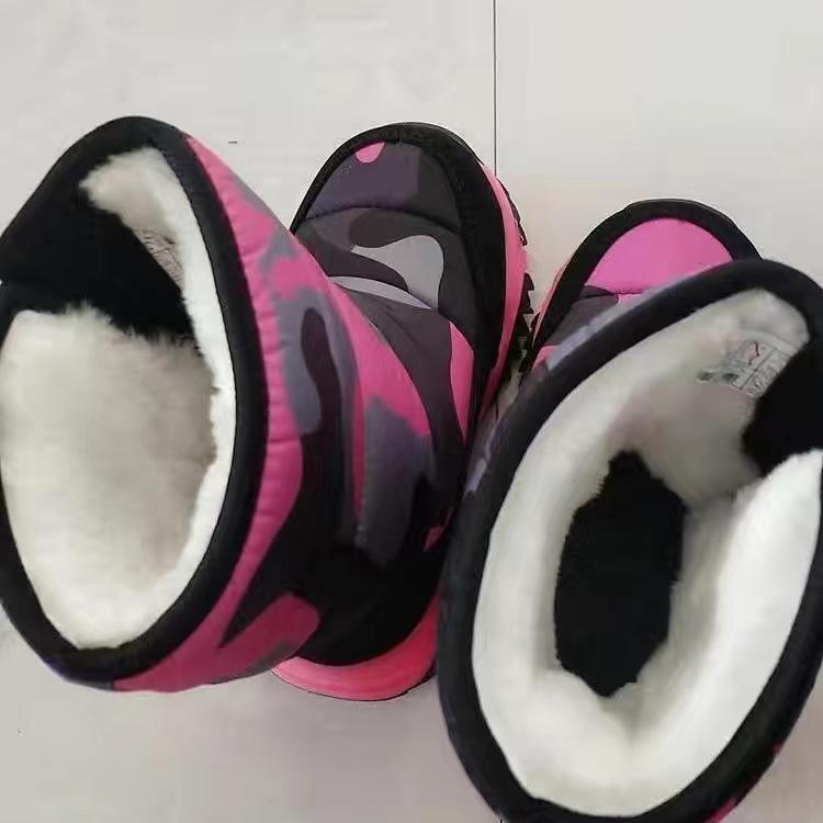 Детские зимние ботинки для мальчиков и девочек, водонепроницаемые, теплые, противоскользящие, для холодной погоды, камуфляжные, плюшевые, утолщенные, хлопковые ботинки