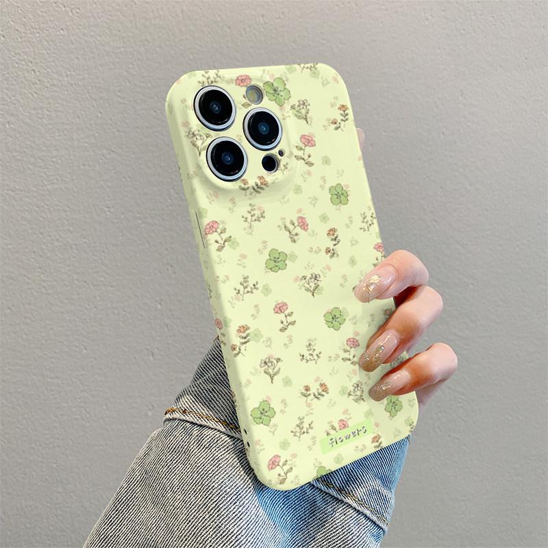 Креативный зеленый цветочный мультяшный чехол для iPhone 17 Pro Max с защитной пленкой