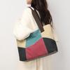 Новая женская сумка через плечо из сращенного холста, вместительная, портативная сумка-мессенджер, повседневная сумка в этническом стиле, контрастного цвета