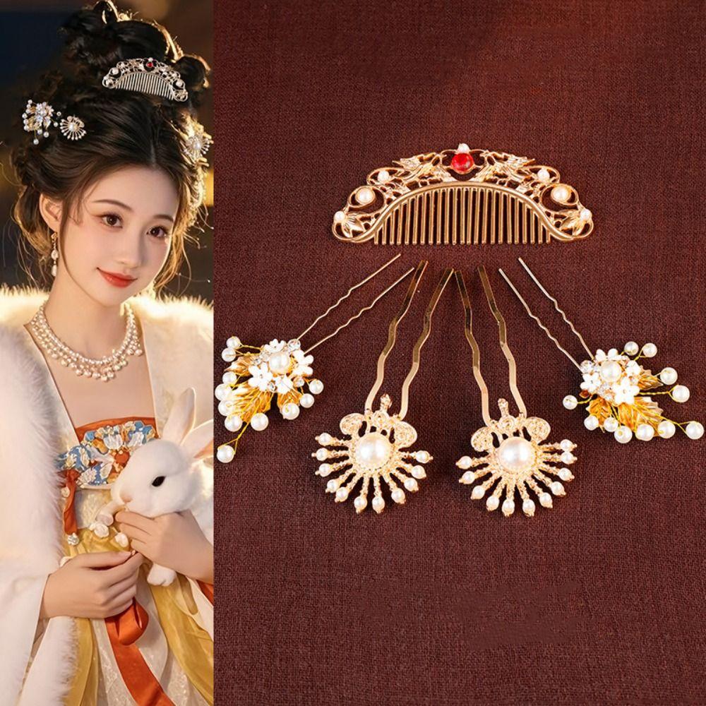 1 set Classical Ancient Hair Stick Chinese Style Hanfu Hair Accessories Flower Hair Comb  Jewelry