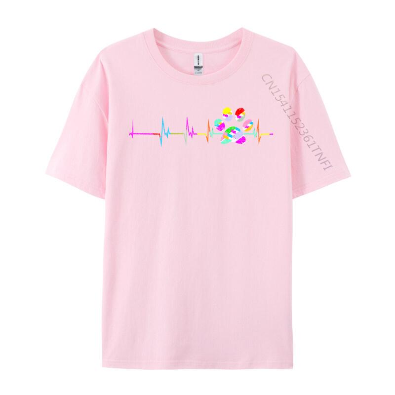 Dog Paw Print Heartbea Women Girls Mom Love Dogs Faddish Men Top T-Shirts Dog Paw Heartbeat Paw Heartbeat Tops T Shirt T-Shirts