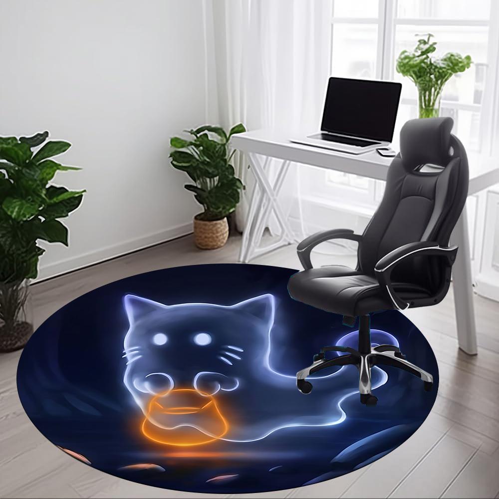 1pc Cat Spirit Office Round Area Rug, Under Office Chairs Bedroom Living Room Home Decor, Room Deco, Available in Various Sizes