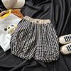 Summer Breathable Kids Casual Outfits Minnie Printed Girls Fashion Plaid Shorts Sets Children's Sleeveless Top and Bottom 2pcs