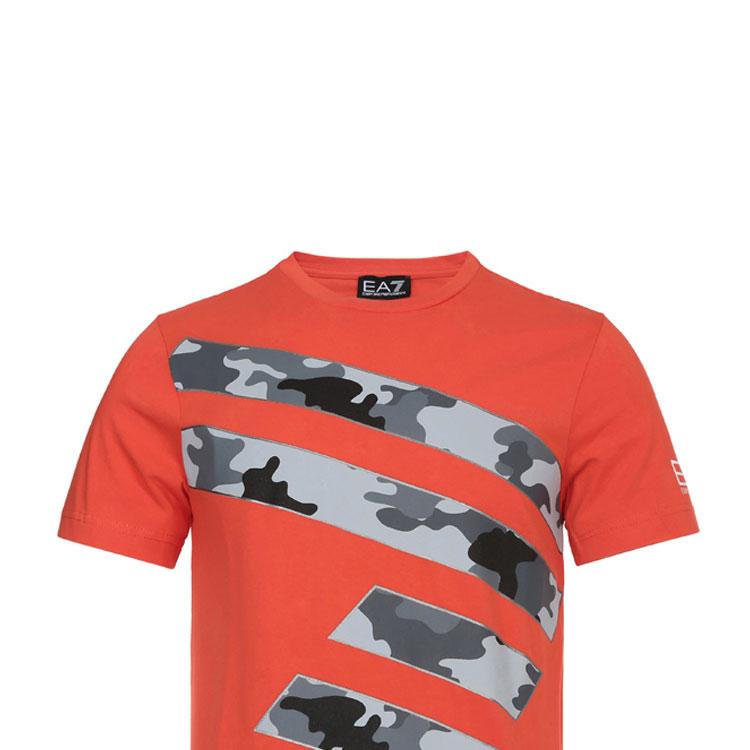 Emporio Armani Мужская футболка EA7 с принтом букв, камуфляжной расцветки, color block, с круглым вырезом, с коротким рукавом, топ, оранжевый, 3GPT25-PJP6Z-1683