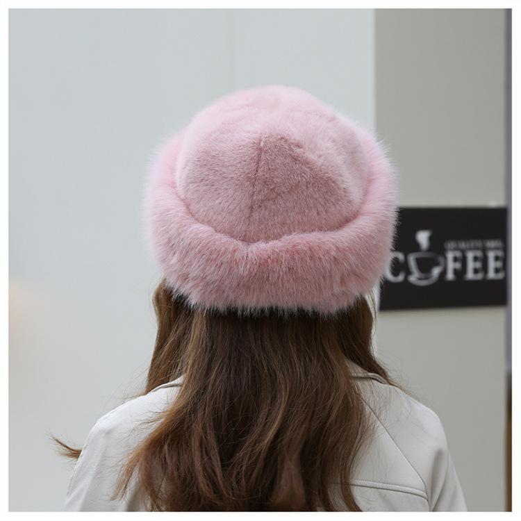 Шапка зимняя новая утолщенная теплая искусственный мех мода простой берет принцесса шапка имитация норки монгольская шапка женская шапка