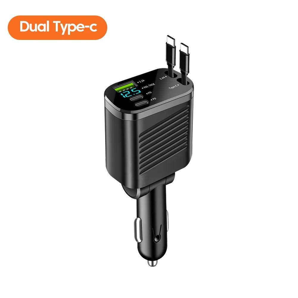 Автомобильное зарядное устройство 5-в-1 мощностью 150 Вт с выдвижной конструкцией и цифровым дисплеем