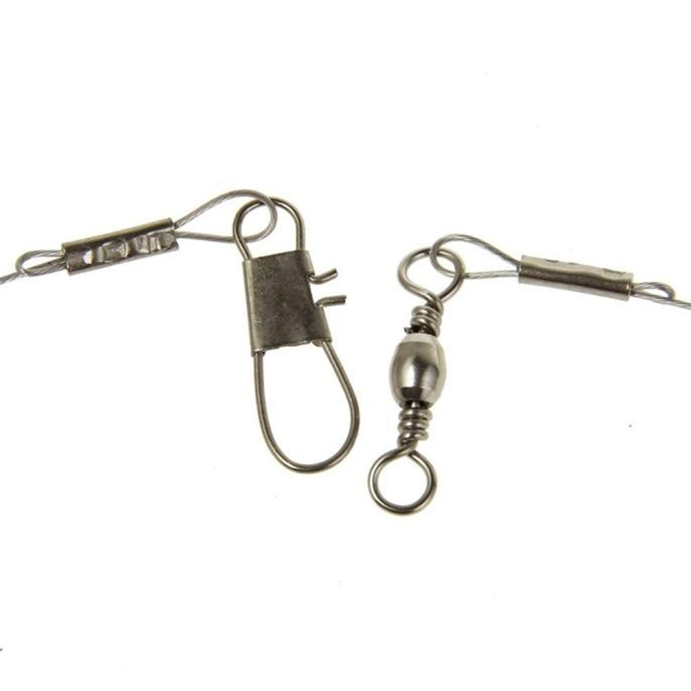 Steel String Rolling Swivels Safety Snaps Leader Trace With Snap Rope Wire Fishing Wire Line