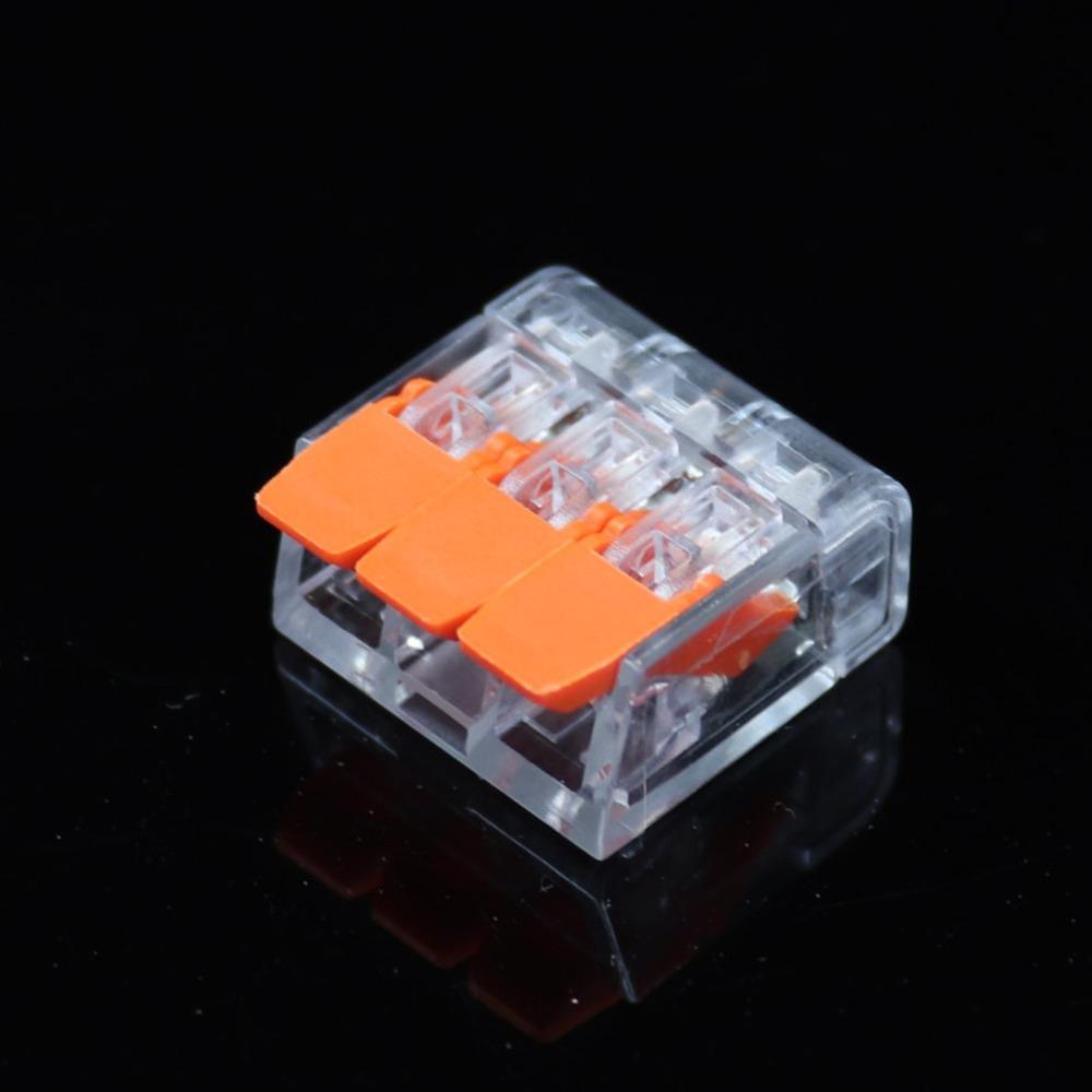 30 шт. Новый прозрачный соединитель для провода, вход и выход, оранжевый комбинированный кабель, клеммная колодка, универсальная вставная распределительная коробка