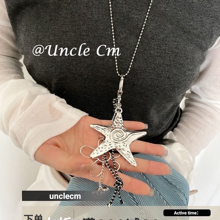 Starfish flower love necklace female niche design sense long collarbone chain y1k sweet cool wind neck chain pendant accessories