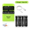 PALO Аккумуляторы Li-ion 3400 мВтч 1,5 В AA и AAA, перезаряжаемые, с 8-канальным магнитным откидным зарядным устройством для литиевых аккумуляторов 1,5 В 2 А 3 А