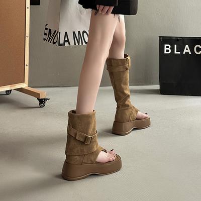 Модные, простые по темпераменту, универсальные ботильоны на толстой подошве, женские летние новые удобные уличные сандалии