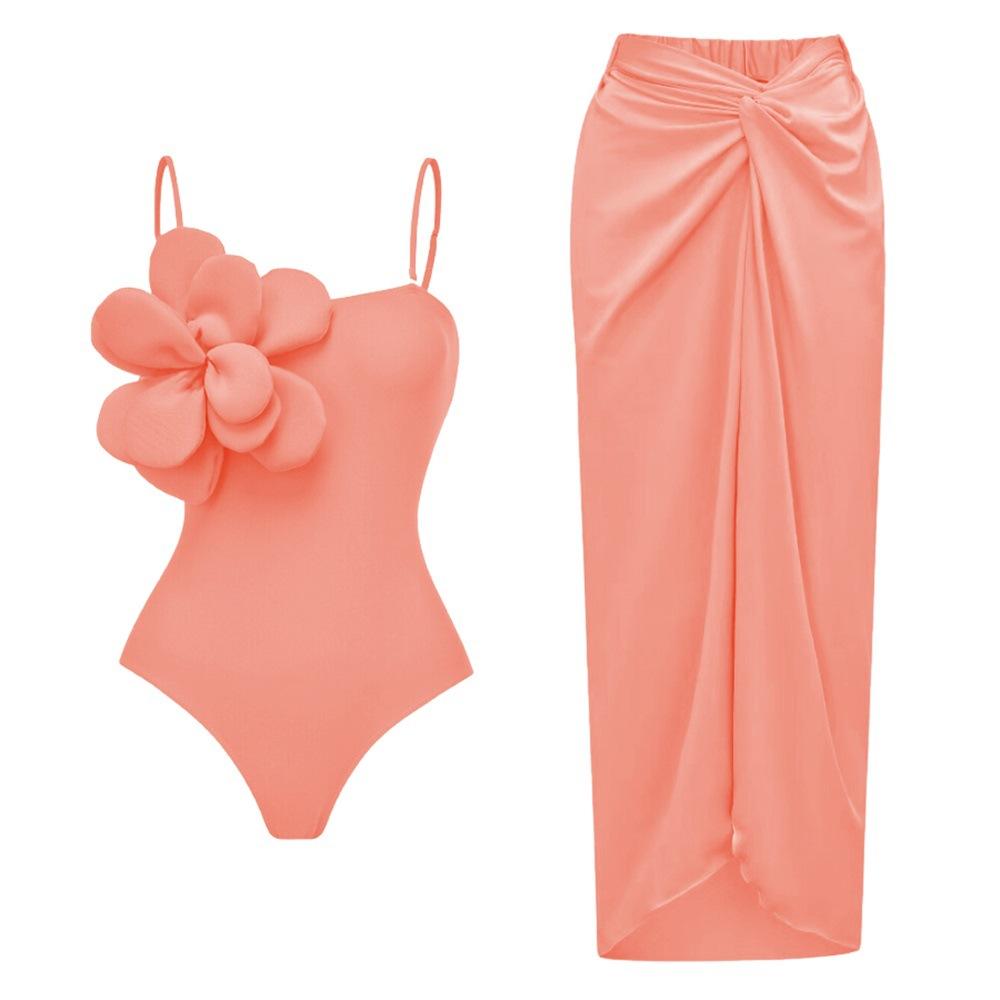 2024 3D Цветочный комплект бикини с накидкой, роскошный купальник, женский сексуальный купальник с цветочным принтом, Монокини с высокой талией, боди Desire, купальный костюм