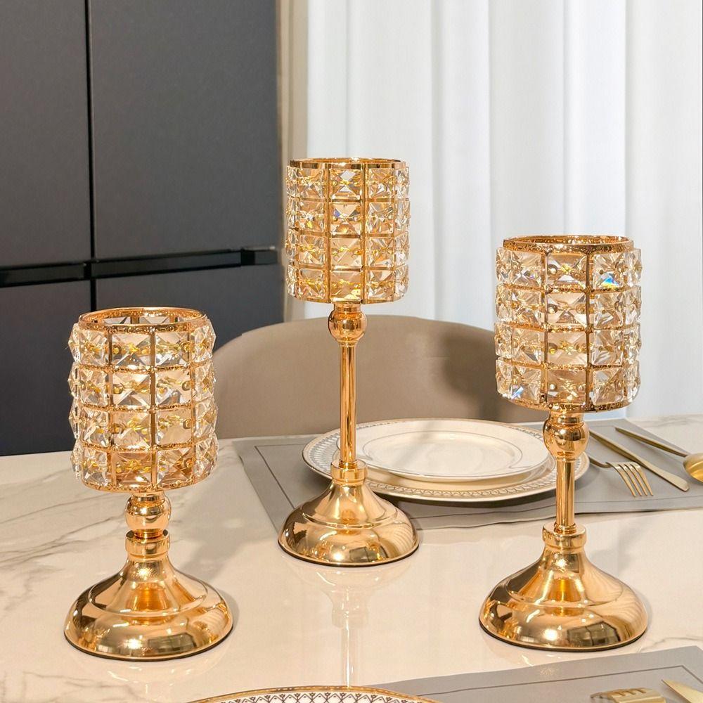 Vintage Candlestick European Style Tea Light Holder Decorative Gold Candelabra Wedding Decor