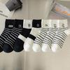 5/10 пар повседневных женских носков до середины икры весна-лето легкие черно-белые полосатые вышитые хлопковые носки милые длинные носки для девочек-подростков
