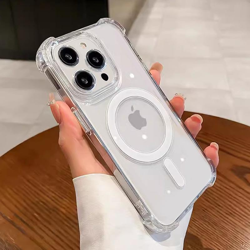 Модный прозрачный магнитный чехол с беспроводной зарядкой для Magsafe для iPhone 15 14 13 12 11 Pro Max противоударный чехол-бампер аксессуары