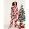 Women 2 Piece Pajamas Set Christmas Print Long Sleeves Button Shirt and Elastic Pants for Loungewear Soft Sleepwear