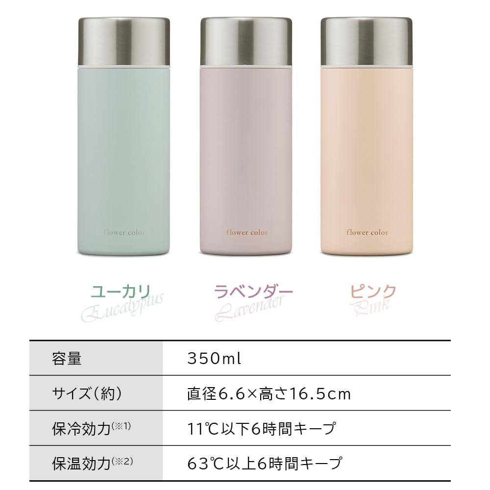 Iris Ohyama Water Bottle Mug Bottle 350ml 6 Hour Keep Vacuum Insulated Stylish Lightweight Office Cute Fully Washable Easy To Clean Direct Drinking