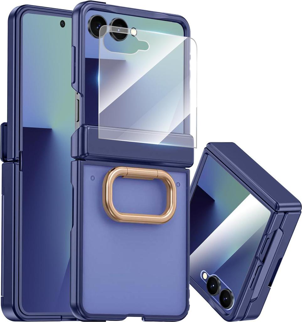 case for Samsung Z FLIP 7 Matte skin protective cover Shell membrane integrated ring holder full coverage Shock Proof plain