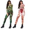 Костюмы для косплея на Хэллоуин с принтом кровавых шрамов, женский взрослый комбинезон-боди с длинным рукавом, карнавальный костюм, модные женские комбинезоны