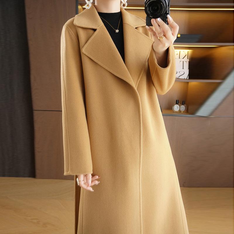 Женское пальто из 100% шерсти TIDENOVEL Осеннее шерстяное длинное пальто Ручной работы Пальто-бушлат Зимняя теплая шерстяная длинная куртка Пальто