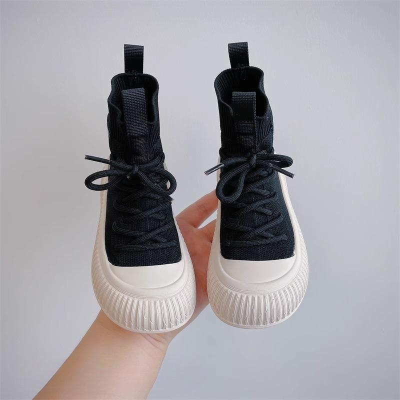 Новые осенние детские ботинки, обувь для девочек, вязаные иностранные носки, ботинки, удобные нескользящие одинарные ботинки для мальчиков,