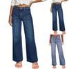 Women's Casual Fashion Retro Temperament High Waist Slim Wide Leg Jeans Trousers