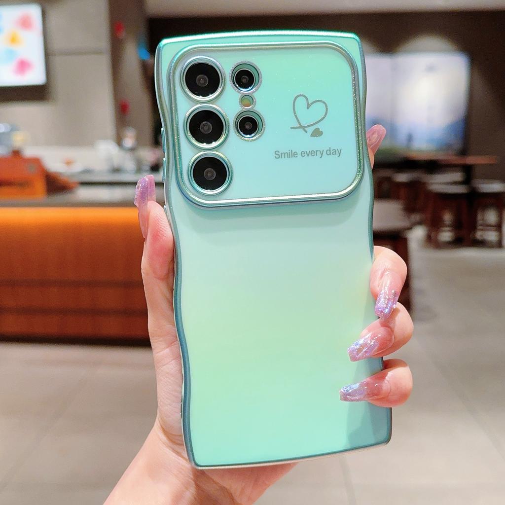 Красочные шелковые волны подходят для чехла для мобильного телефона Samsung S25 Ultra S24FE Гальванизированный защитный чехол с сердечками