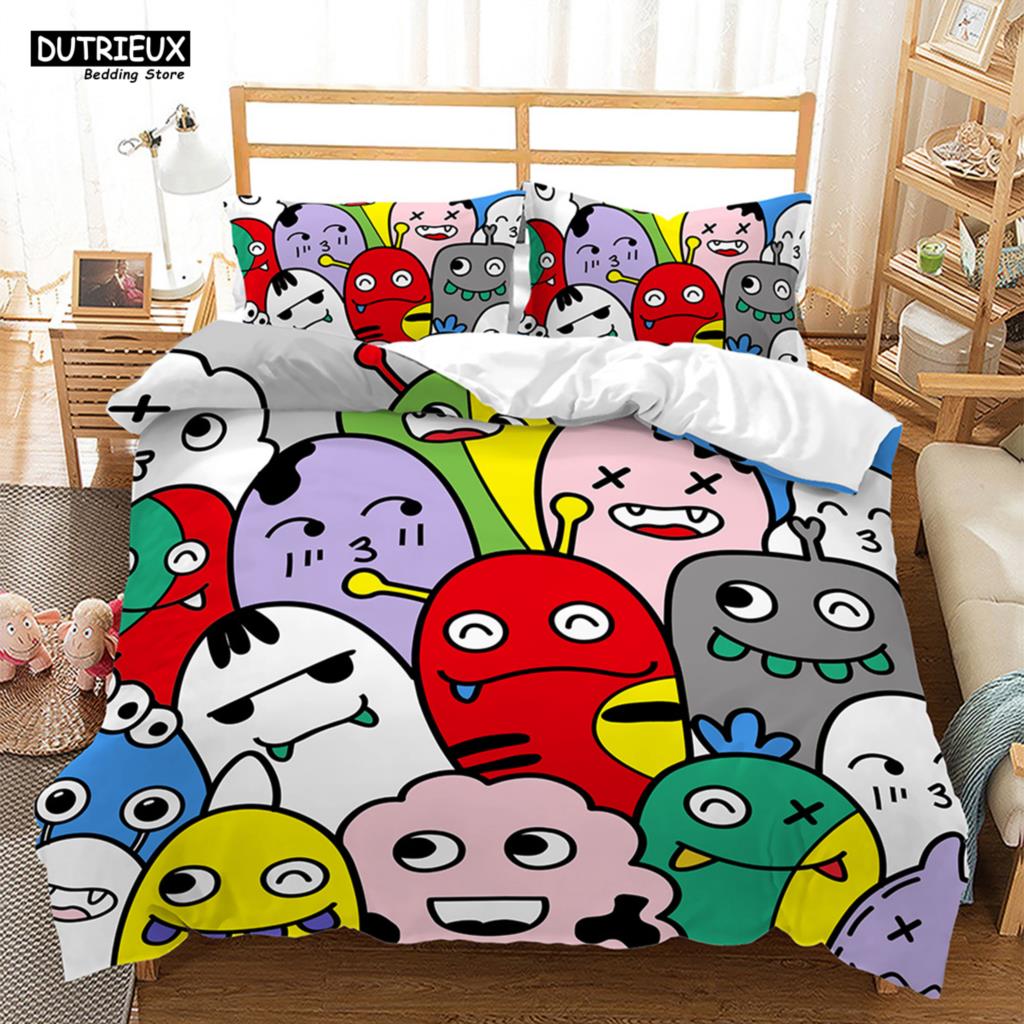 3D Cartoon Pigs Cats Bedding Set Cute Animals Duvet Cover Double Queen King Twin Full Size Kids Girls Polyester Duvet Cover Set