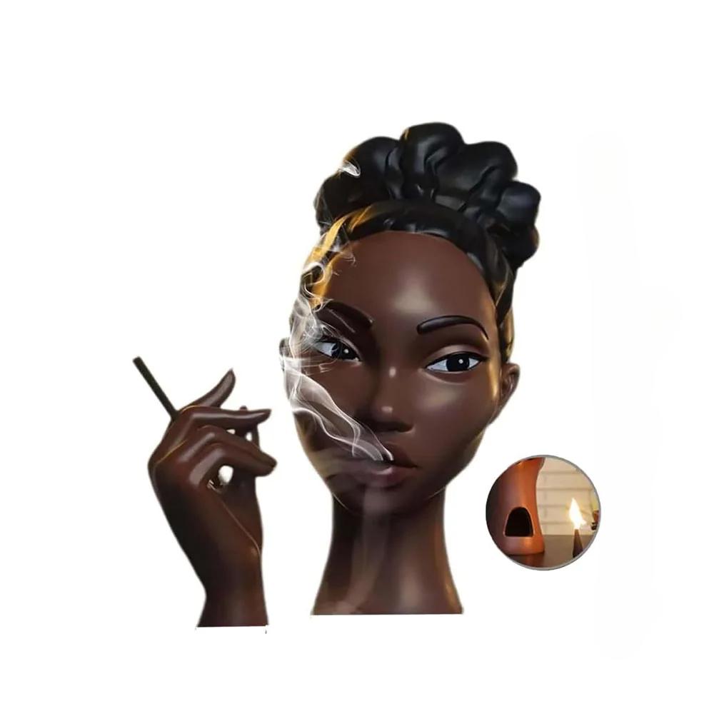 Headscents Head Incense Burner - Black Woman Resin Censer Incense Stick Holder for Living Room Headscents 7