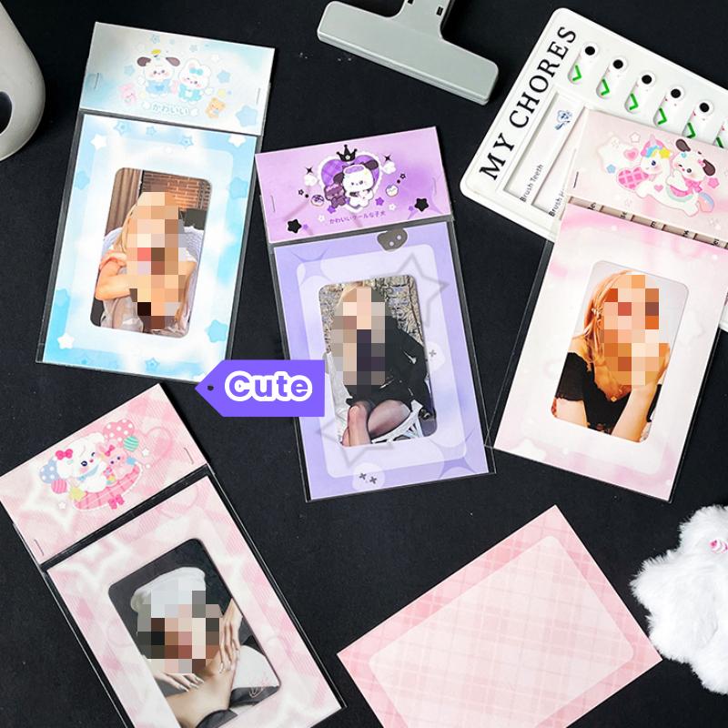 5 комплектов, корейский Ins, милый мультяшный щенок, голова карты, задняя сумка Opp, Kpop, 3-дюймовый держатель для фотокарточек, карман для девочек, карман для карт, упаковка «сделай сам»