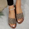 Женские тапочки на плоской подошве с леопардовым принтом, модные нескользящие шлепанцы с открытым носком, уличные и домашние тапочки
