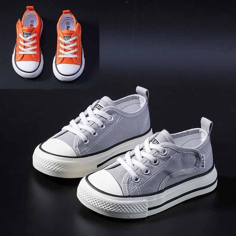 Low-top canvas shoes for children, white sneakers, new spring/autumn styles for girls, casual shoes for boys, indoor shoes for kindergarten