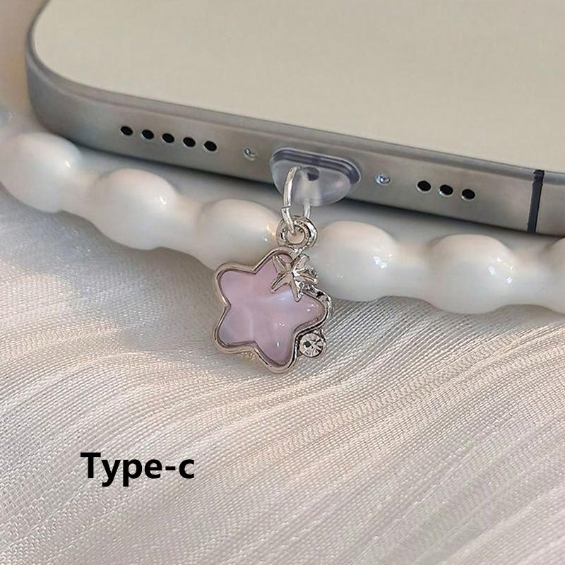 Cute Diamond Star Shaped Phone Anti Dust Plugs Charging Port Protector Stopper Cap Covers For iPhone Micro USB Jack Type C Plugs