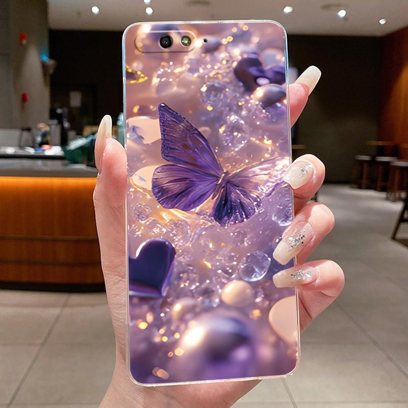Phone Case For Huawei Y6 2018 Fundas Capa Butterfly Bow Protective Casing Transparent Soft Silicone TPU Cover Coque