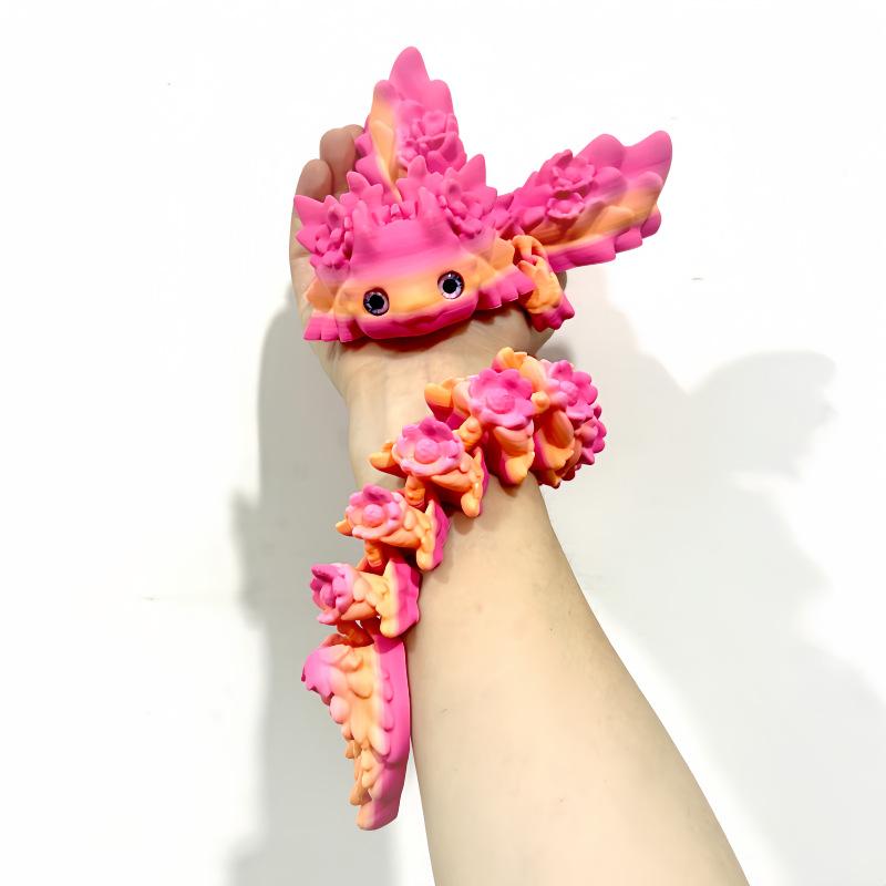 3D Printed Articulated Salamander Dragon Craft Creative Animal Figurine Desktop Ornament for Home Office Decor Collection