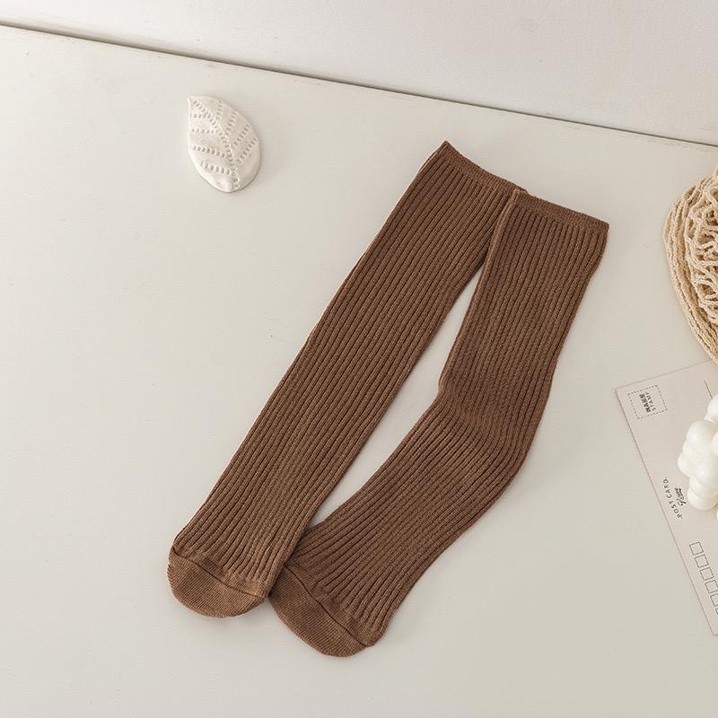 Детские носки для новорожденных, младенцев, девочек, мальчиков, гольфы для девочек, однотонные хлопковые полосатые длинные носки для детей от 1 до 6 лет