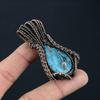 Neon Blue Apatite  Gemstone Handmade Copper Wire Wrap Jewelry Pendant For Wedding Gift
