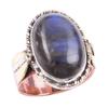 Natural Labradorite Gemstone Handmade 925 Sterling Silver Two Tone Ring S.7 D4v84