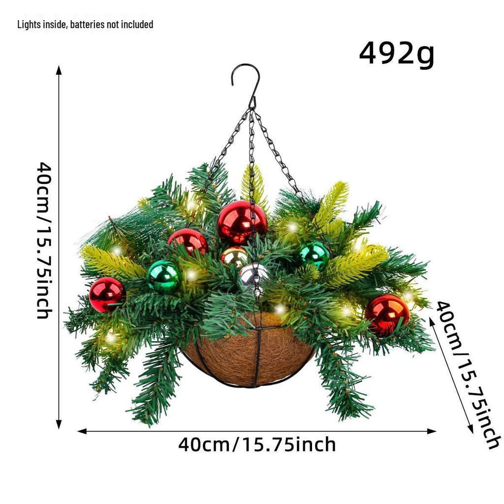 Cross-border Artificial Christmas Hanging Basket Wreath Holiday Decoration