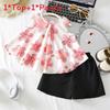 Summer Girl Girl Girl Tank Top And Shorts Set With Floral Pattern For Toddler Girls
