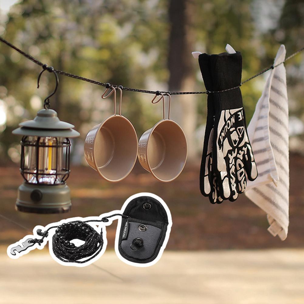 3M Кемпинговая эластичная бельевая веревка с 12 зажимами, ветрозащитная дорожная бельевая веревка, нескользящая эластичная веревка для сушки белья